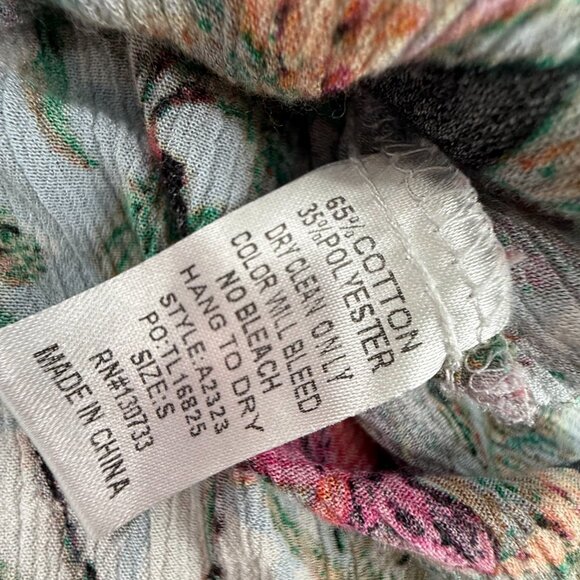 Umgee Mini Shift Dress Small Floral Crochet Neckline Cotton Blend V-Neck - Picture 6 of 11